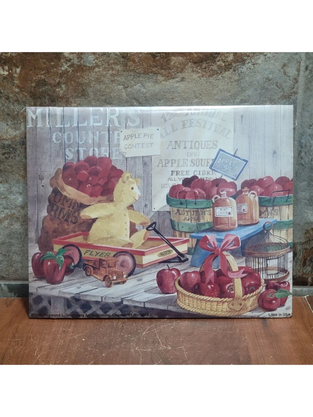 Vintage Unframed Flyer Red Apples Art Print 1997 Raymond L Greiber